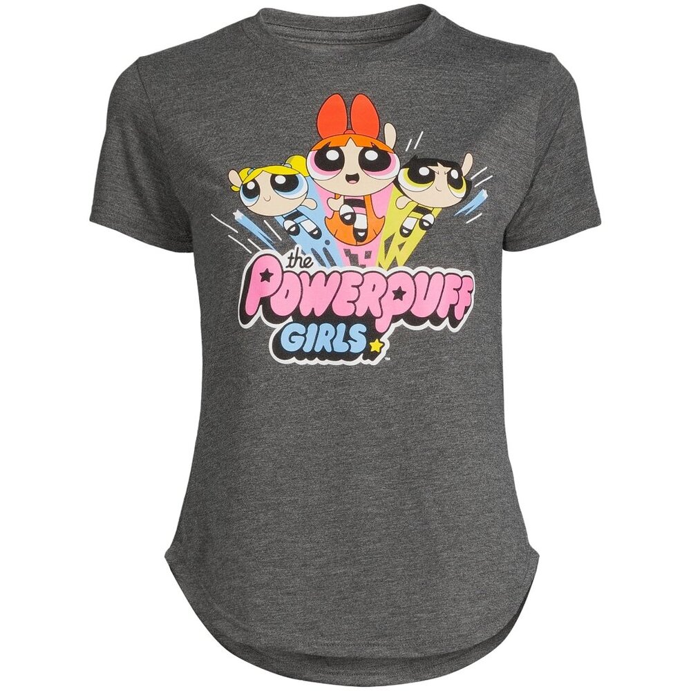 THE POWERPUFF GIRLS Women’s Graphic Tee SIZE M 7-8 Gray NEW